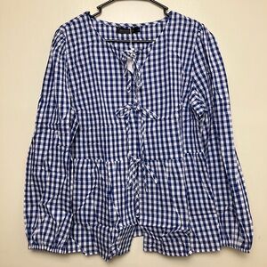 Elegant Blue Checkered Women's Blouse